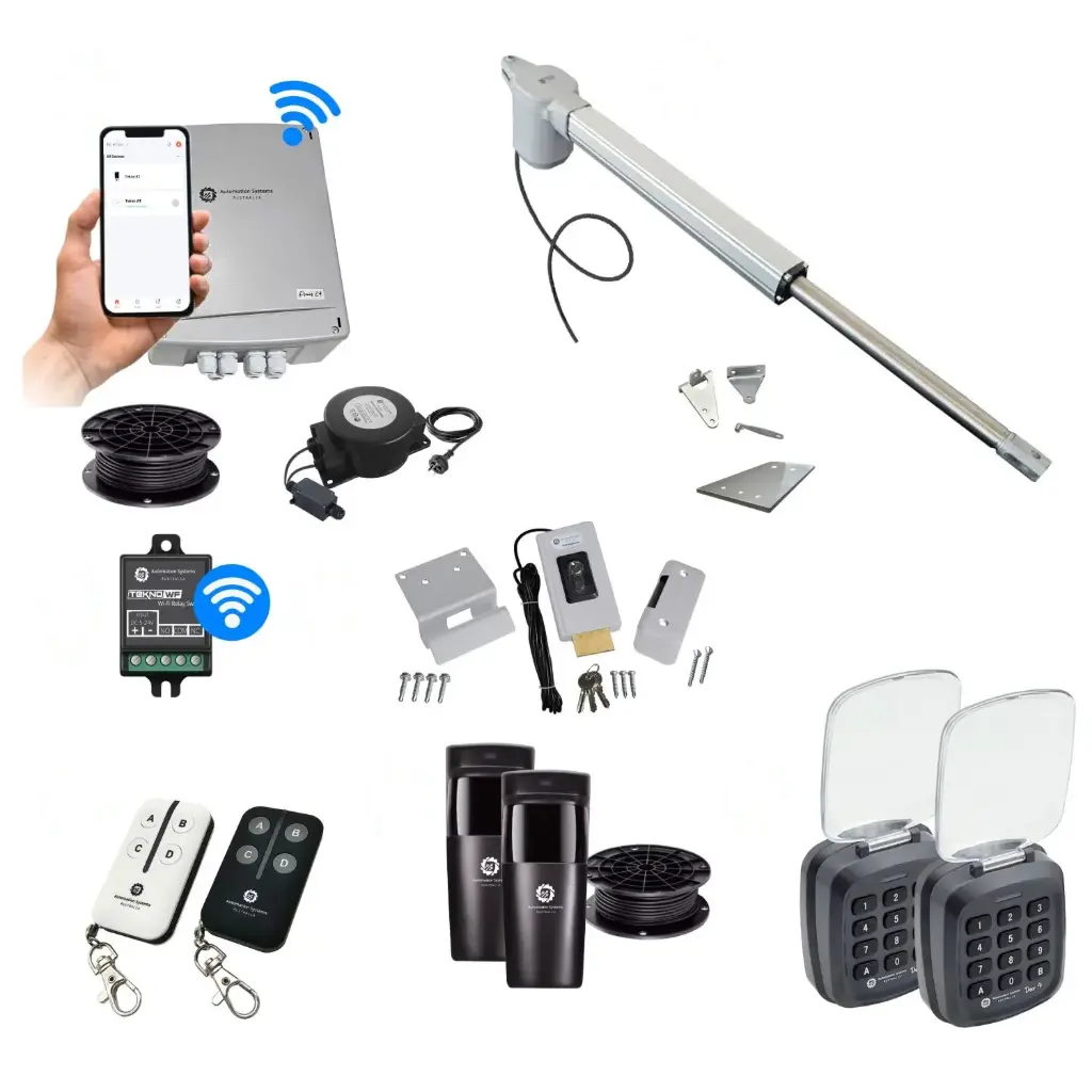 Viper 5 Long Stroke ITALIAN Low Voltage 24V Automatic Swing Driveway Gate Opener 24 Volt Kit with Wifi Mobile App Control and Keypad Entry Exit