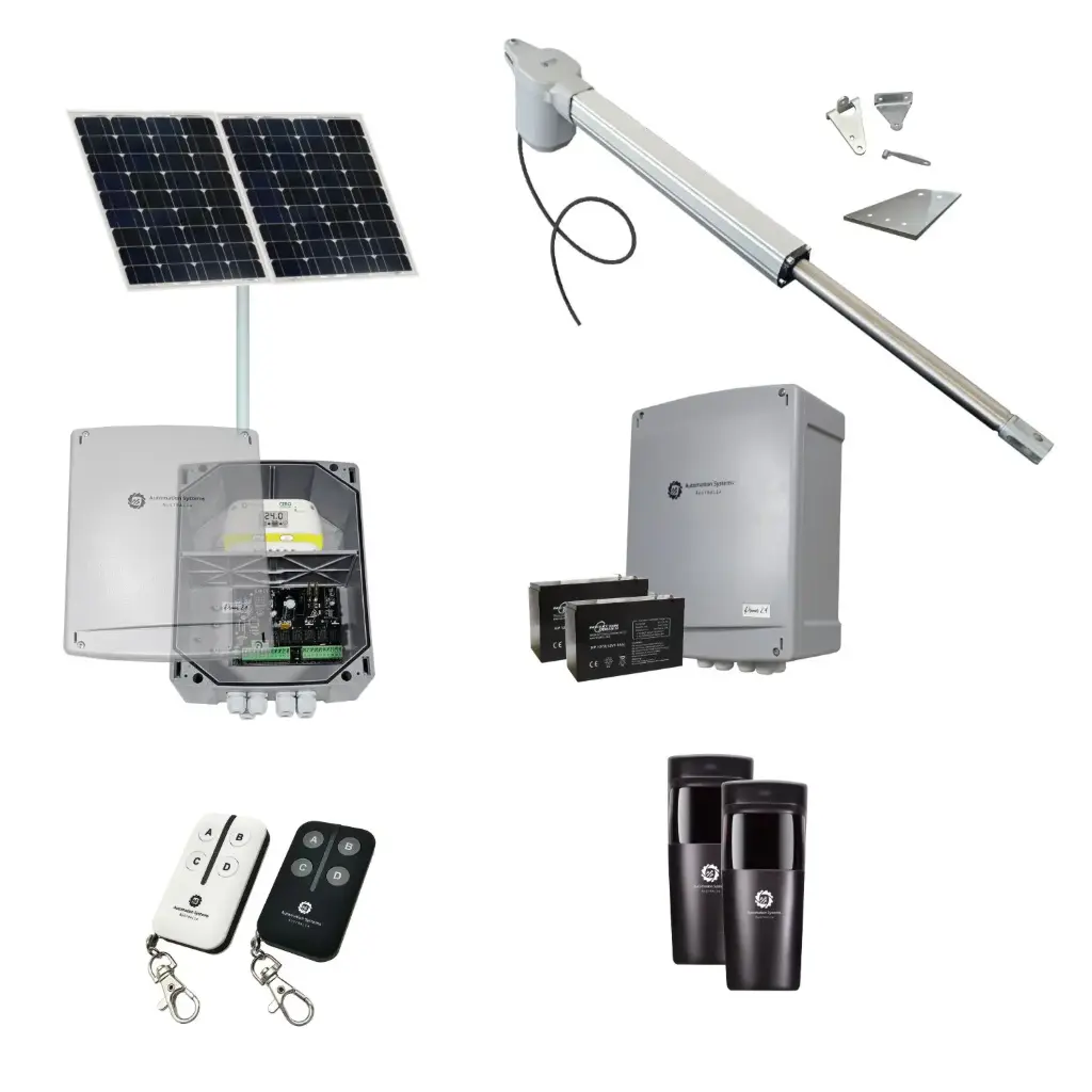 Viper 5 Long Stroke ITALIAN Solar Powered Automatic Swing Driveway Gate Opener 24 Volt Kit ROBUST Heavy Duty Design for Trade Installers