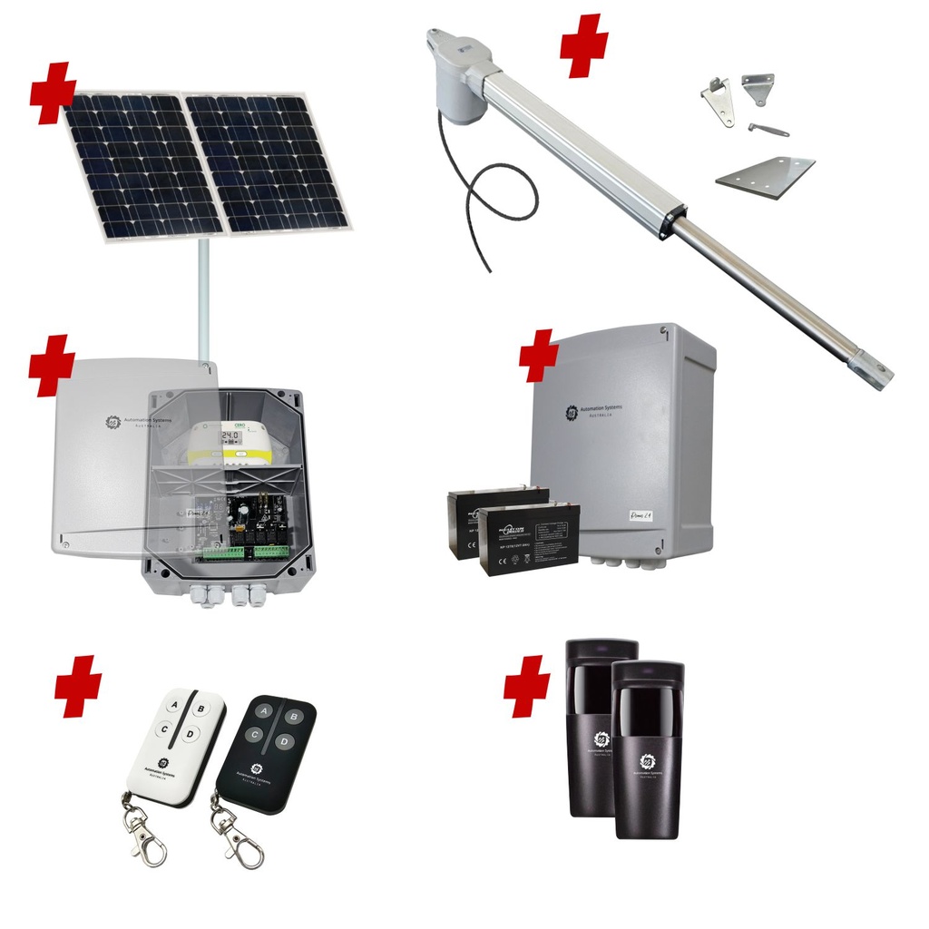 Viper 5 Long Stroke ITALIAN Solar Powered Automatic Swing Driveway Gate Opener 24 Volt Kit ROBUST Heavy Duty Design for Trade Installers