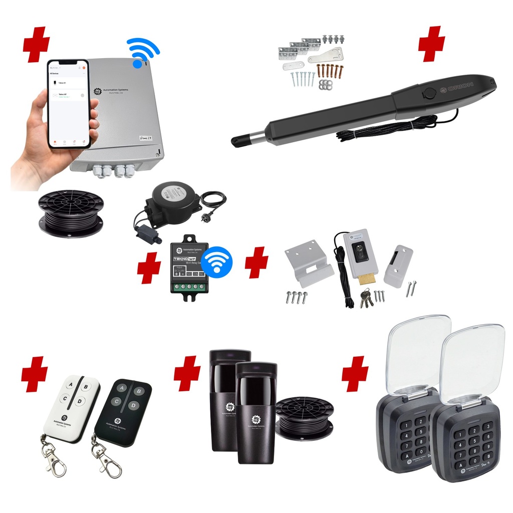 Orion LS Low Voltage 24V Automatic Swing Driveway Gate Opener 24 Volt Kit Slimline Compact Design with Wifi Mobile App Control and Keypad Entry Exit