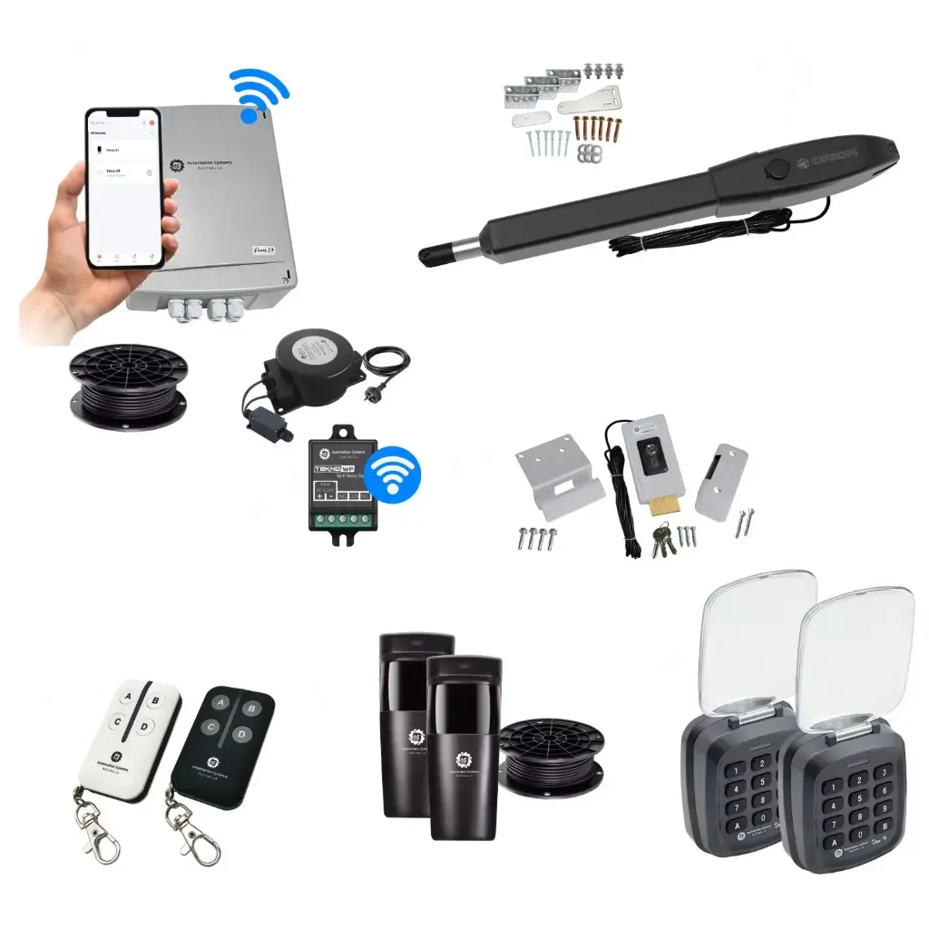 Orion LS Low Voltage 24V Automatic Swing Driveway Gate Opener 24 Volt Kit Slimline Compact Design with Wifi Mobile App Control and Keypad Entry Exit