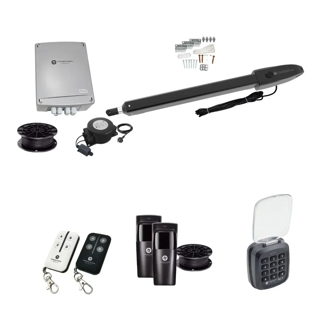 Orion LS Low Voltage 24V Automatic Swing Driveway Gate Opener 24 Volt Kit Slimline Compact Design with Keypad Pin Code