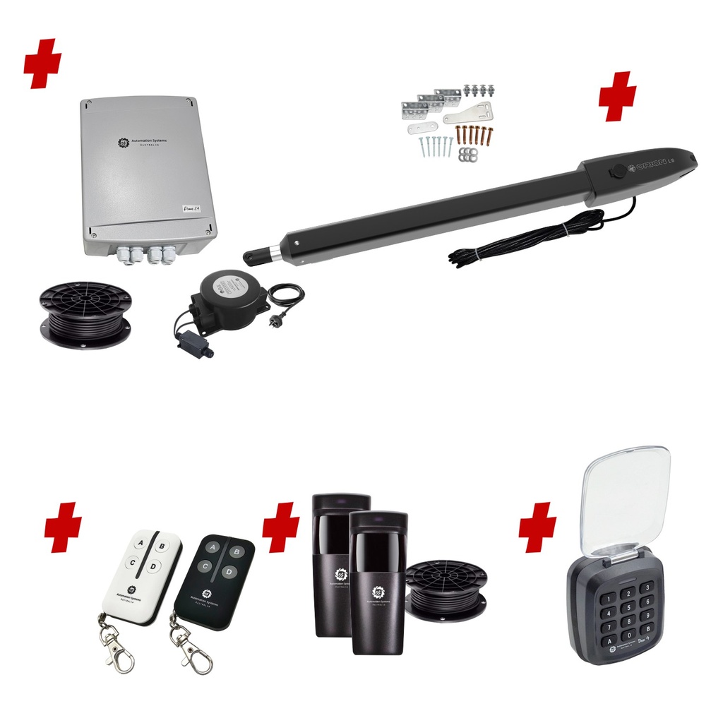 Orion LS Low Voltage 24V Automatic Swing Driveway Gate Opener 24 Volt Kit Slimline Compact Design with Keypad Pin Code