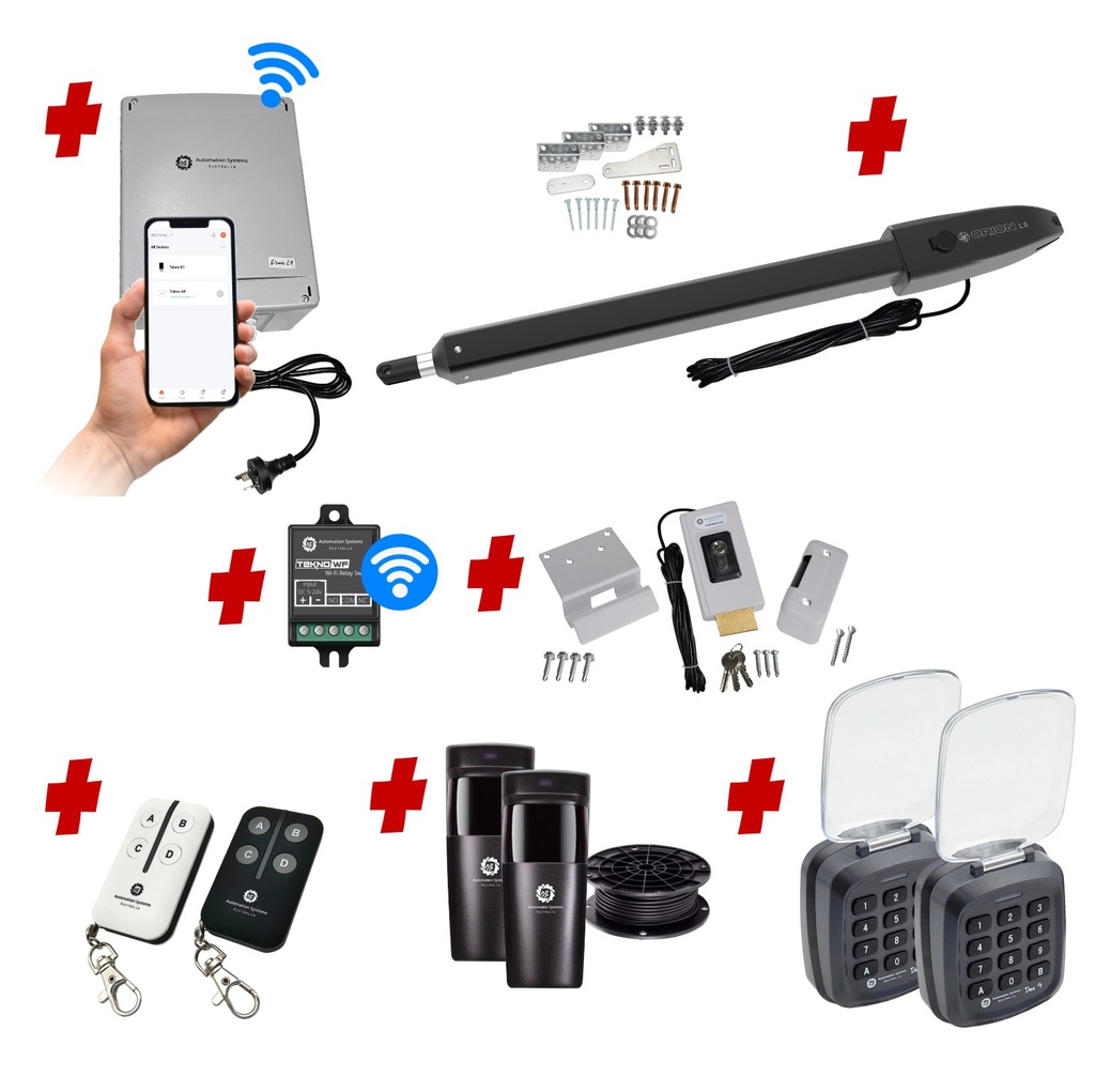 Orion LS Electric 24V Low Voltage Automatic Swing Driveway Gate Opener Kit Slimline Compact Design with Wifi Mobile App Control and Keypad Entry Exit