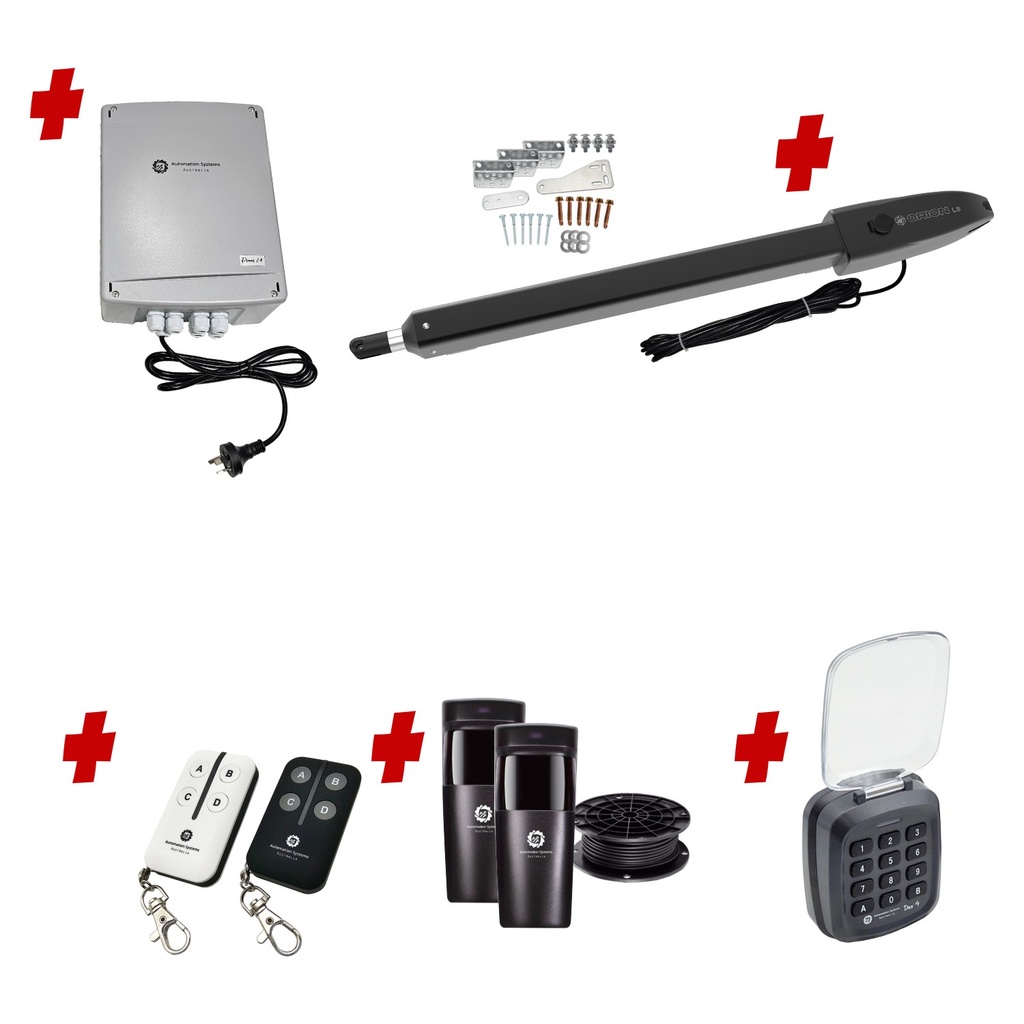 Orion LS Electric 24V Low Voltage Automatic Swing Driveway Gate Opener Kit Slimline Compact Design with Keypad Pin Code