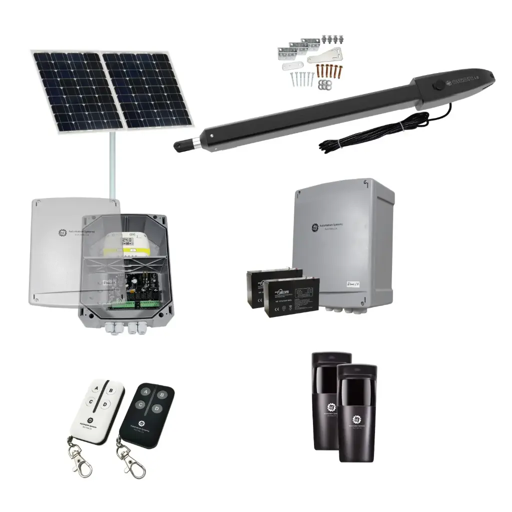 Orion LS Solar Powered Automatic Swing Driveway Gate Opener 24 Volt Kit Slimline Compact Design for  Trade Installers