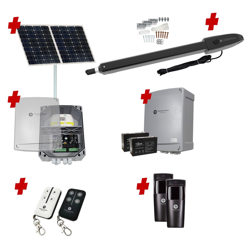 Orion LS Solar Powered Automatic Swing Driveway Gate Opener 24 Volt Kit Slimline Compact Design for  Trade Installers