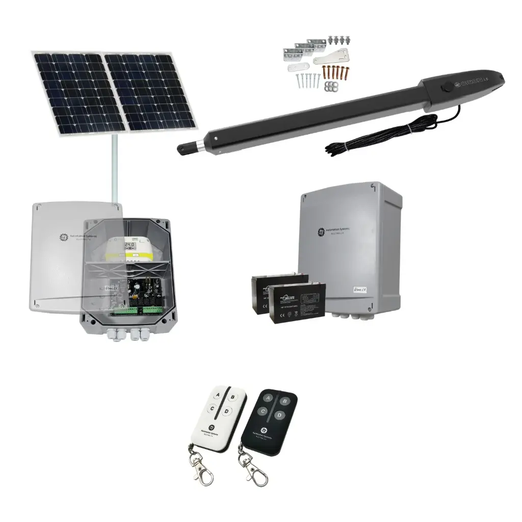 Orion LS Solar Powered Automatic Swing Driveway Gate Opener 24 Volt Kit Slimline Compact Design BASE KIT