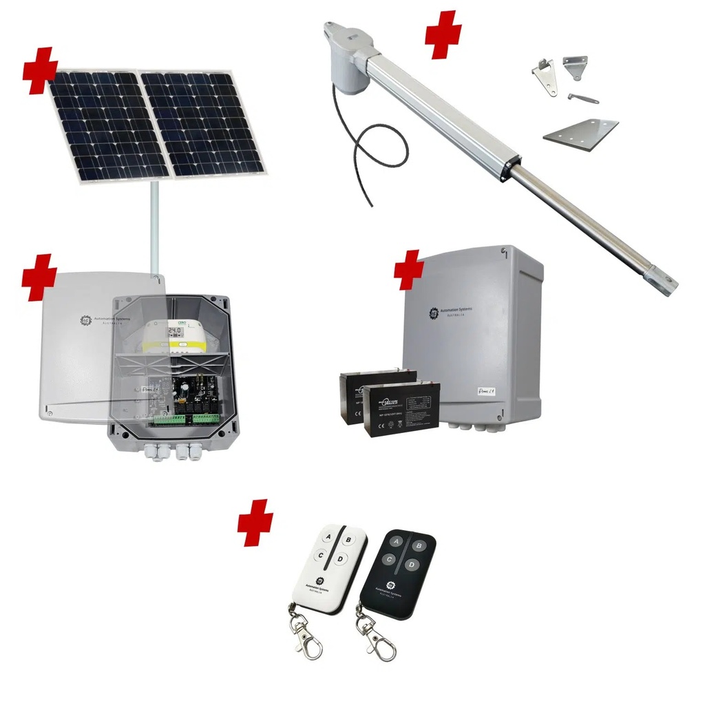 Viper 5 Long Stroke ITALIAN Solar Powered Automatic Swing Driveway Gate Opener 24 Volt Kit ROBUST Heavy Duty Design BASE KIT