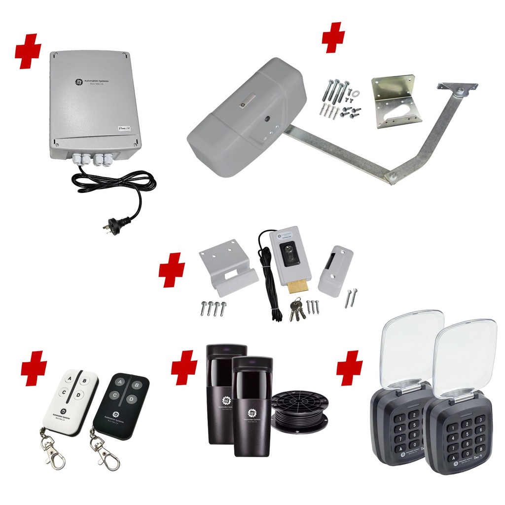 RAPTOR Extra Heavy Duty ITALIAN Electric 24V Low Voltage Automatic Swing Driveway Gate Opener Kit ROBUST Heavy Duty Design with TWO Keypads Entry Exit