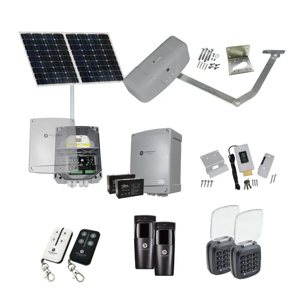 RAPTOR Extra Heavy Duty ITALIAN Solar Powered Automatic Swing Driveway Gate Opener 24 Volt Kit ROBUST Heavy Duty Design with Keypad Entry Exit