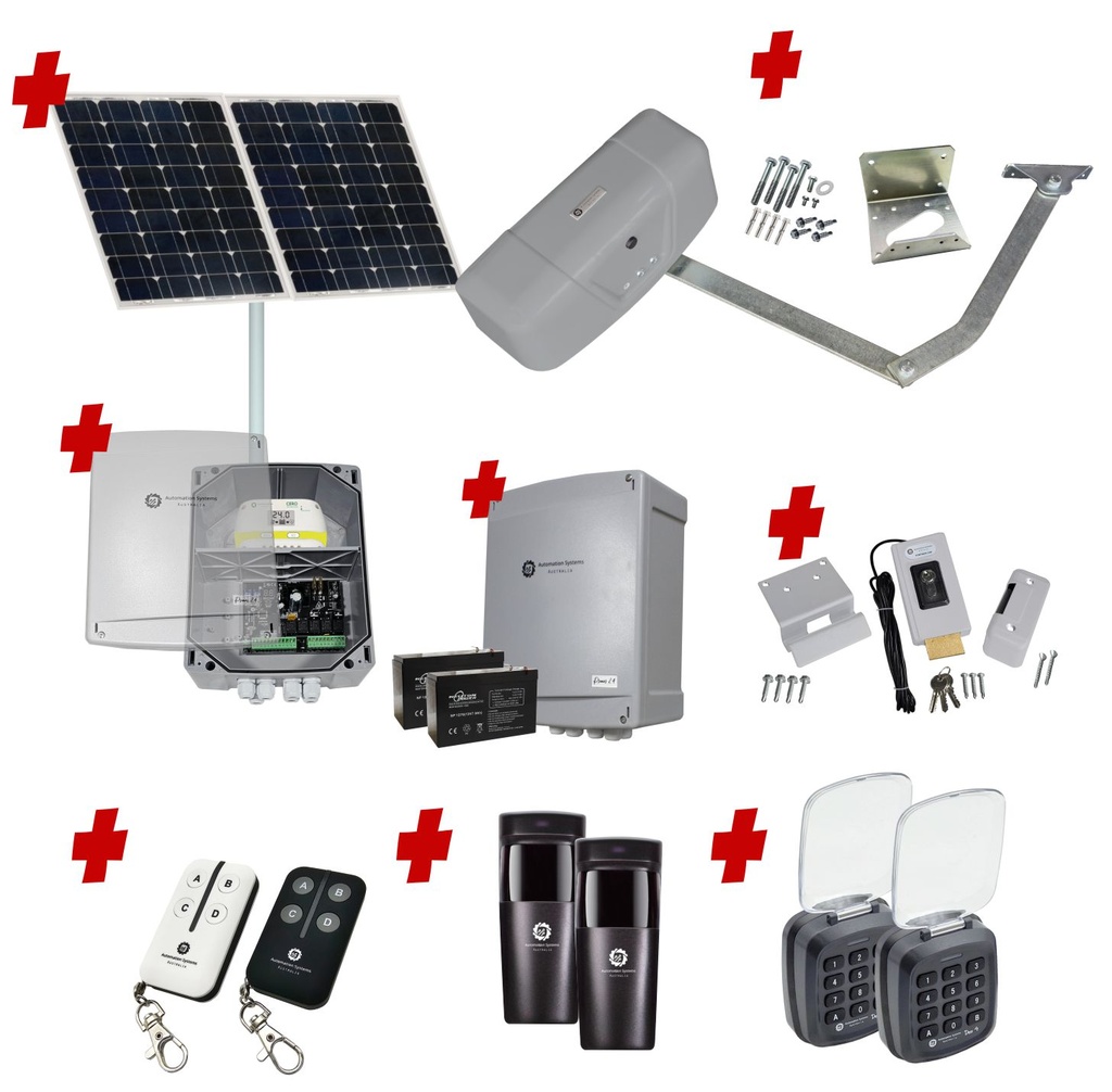 RAPTOR Extra Heavy Duty ITALIAN Solar Powered Automatic Swing Driveway Gate Opener 24 Volt Kit ROBUST Heavy Duty Design with Keypad Entry Exit