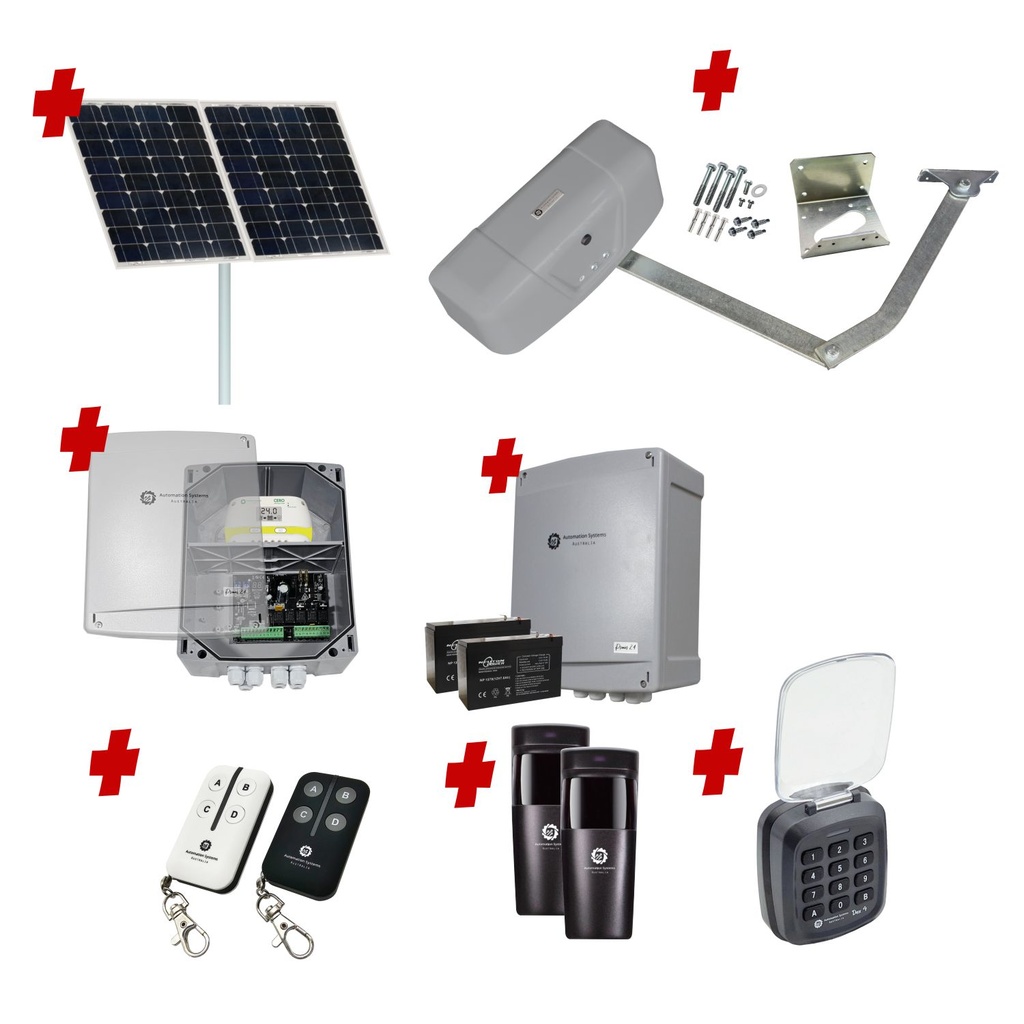 RAPTOR Extra Heavy Duty ITALIAN Solar Powered Automatic Swing Driveway Gate Opener 24 Volt Kit ROBUST Heavy Duty Design with TWO Keypads Entry Exit