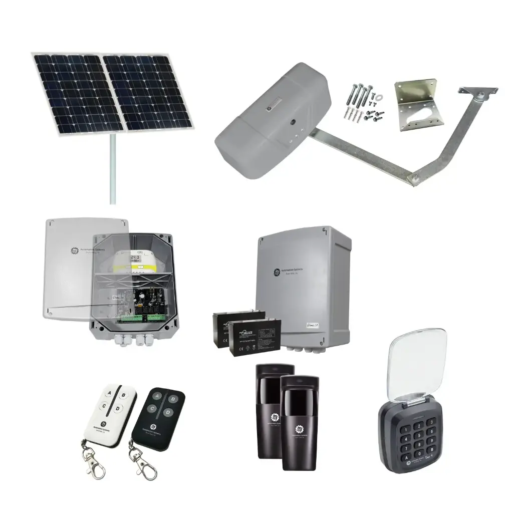 RAPTOR Extra Heavy Duty ITALIAN Solar Powered Automatic Swing Driveway Gate Opener 24 Volt Kit ROBUST Heavy Duty Design with TWO Keypads Entry Exit