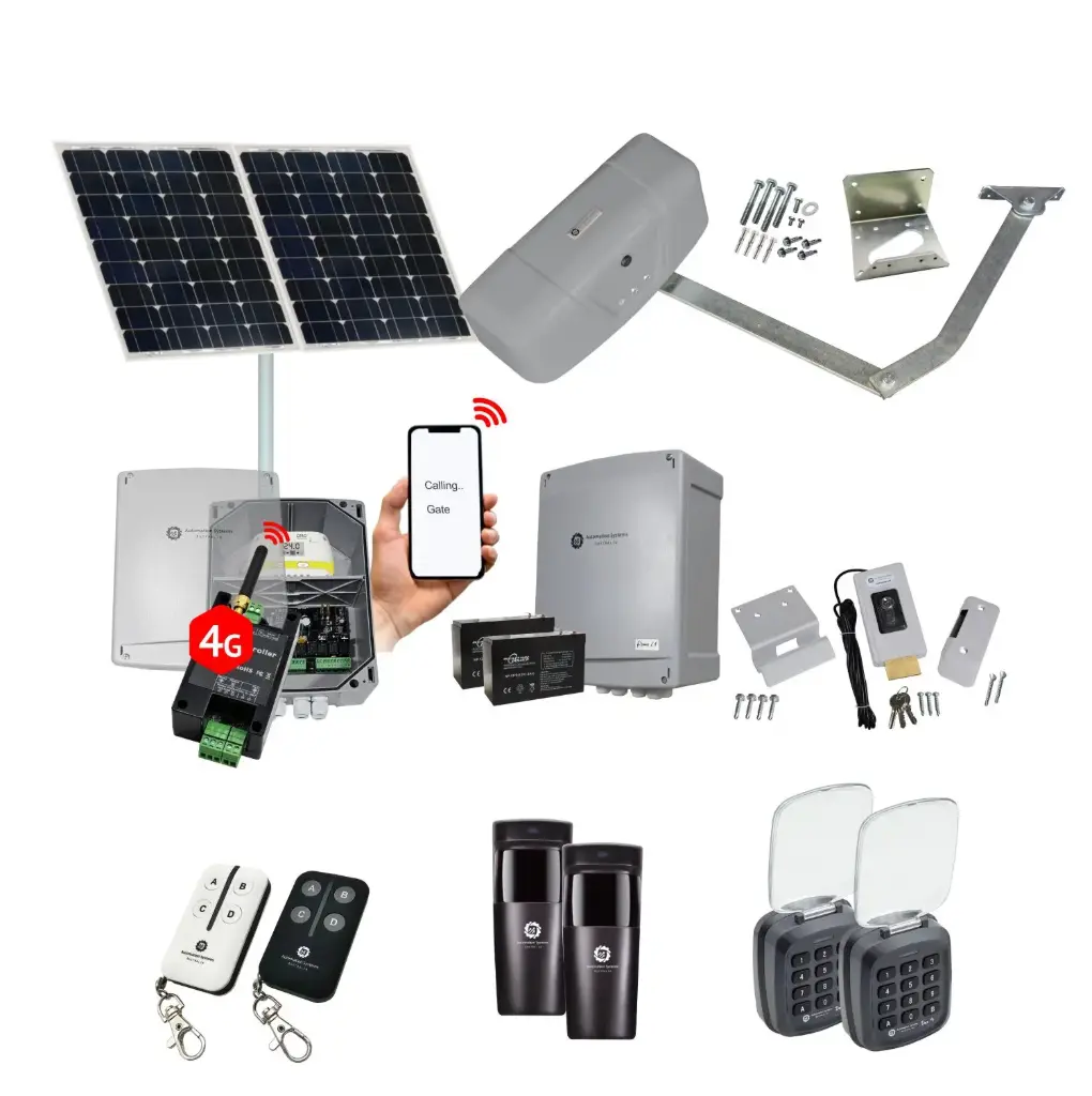 RAPTOR Extra Heavy Duty ITALIAN Solar Powered Automatic Swing Driveway Gate Opener 24 Volt Kit ROBUST Heavy Duty Design with Wifi Mobile App Control and Keypad Entry Exit
