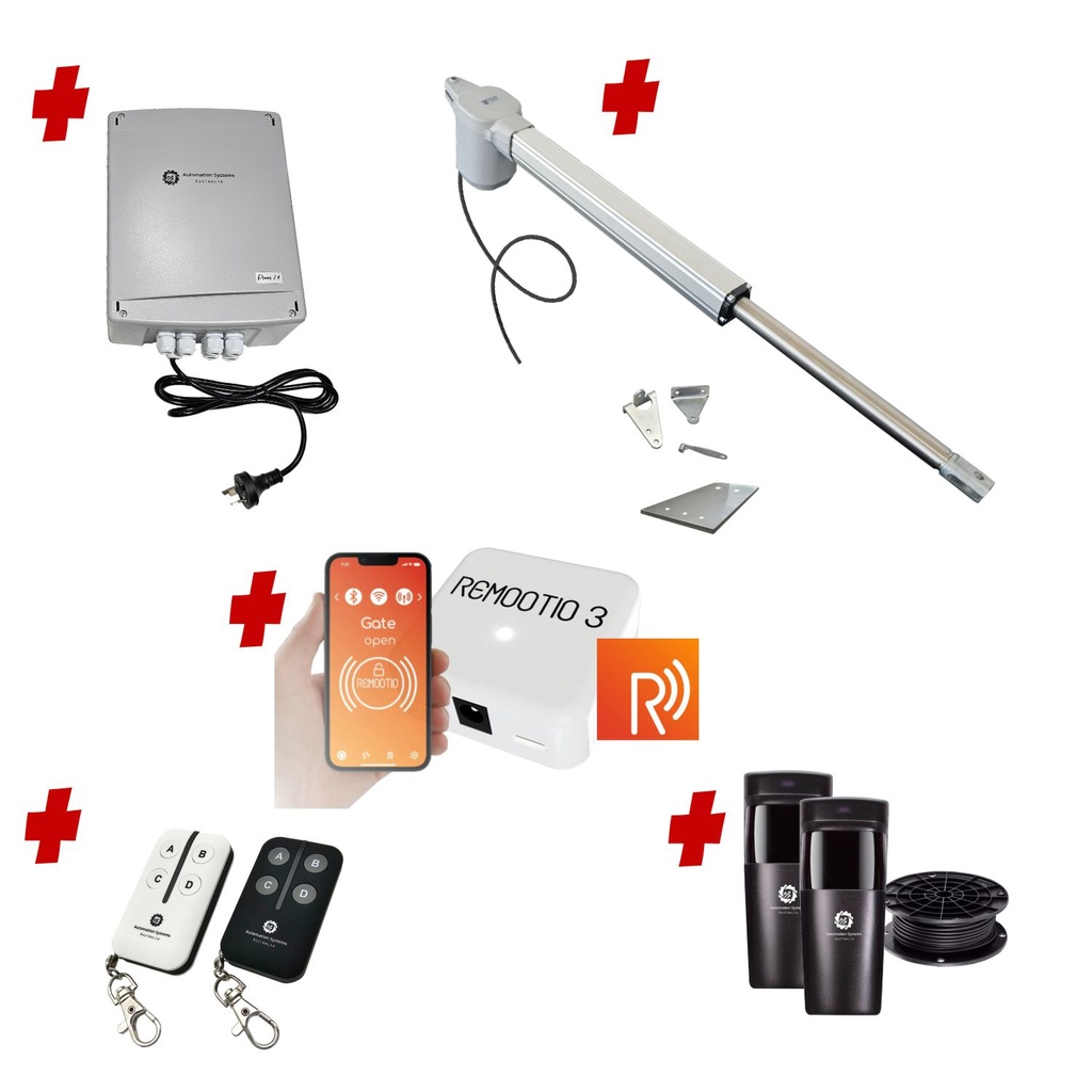 Remootio Viper 5 Long Stroke ITALIAN Electric 24V Low Voltage Automatic Swing Driveway Gate Opener Kit ROBUST Heavy Duty Design for Trade Installers