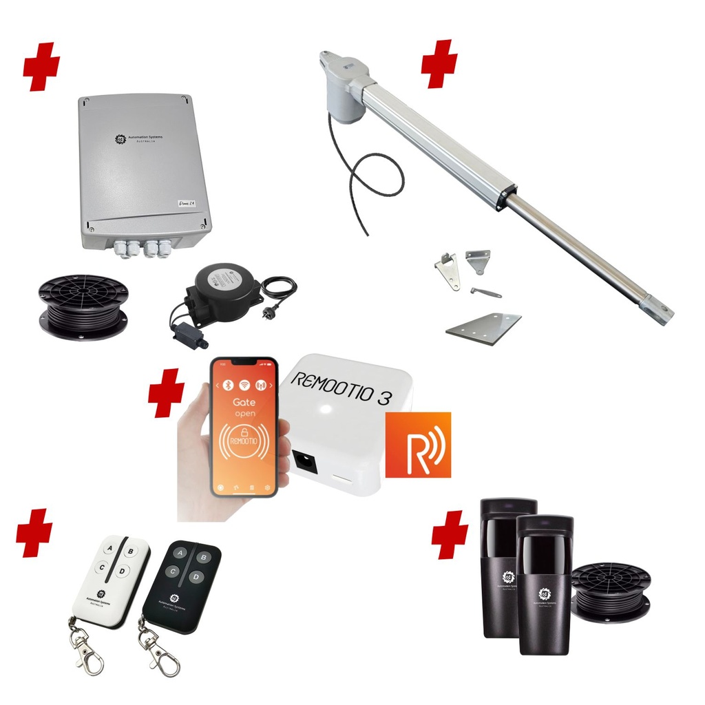 Remootio Viper 5 Long Stroke ITALIAN Low Voltage 24V Automatic Swing Driveway Gate Opener 24 Volt Kit ROBUST Heavy Duty Design