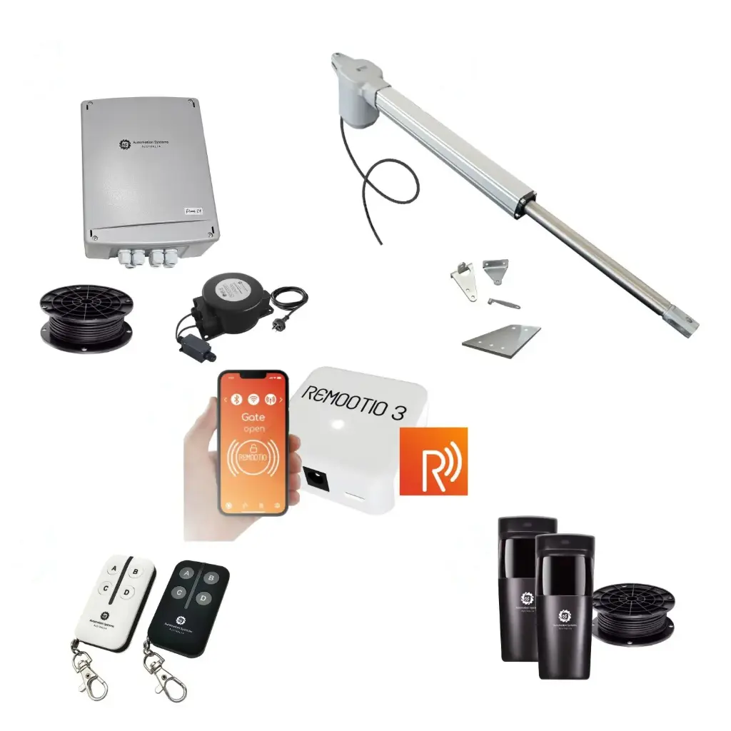 Remootio Viper 5 Long Stroke ITALIAN Low Voltage 24V Automatic Swing Driveway Gate Opener 24 Volt Kit ROBUST Heavy Duty Design