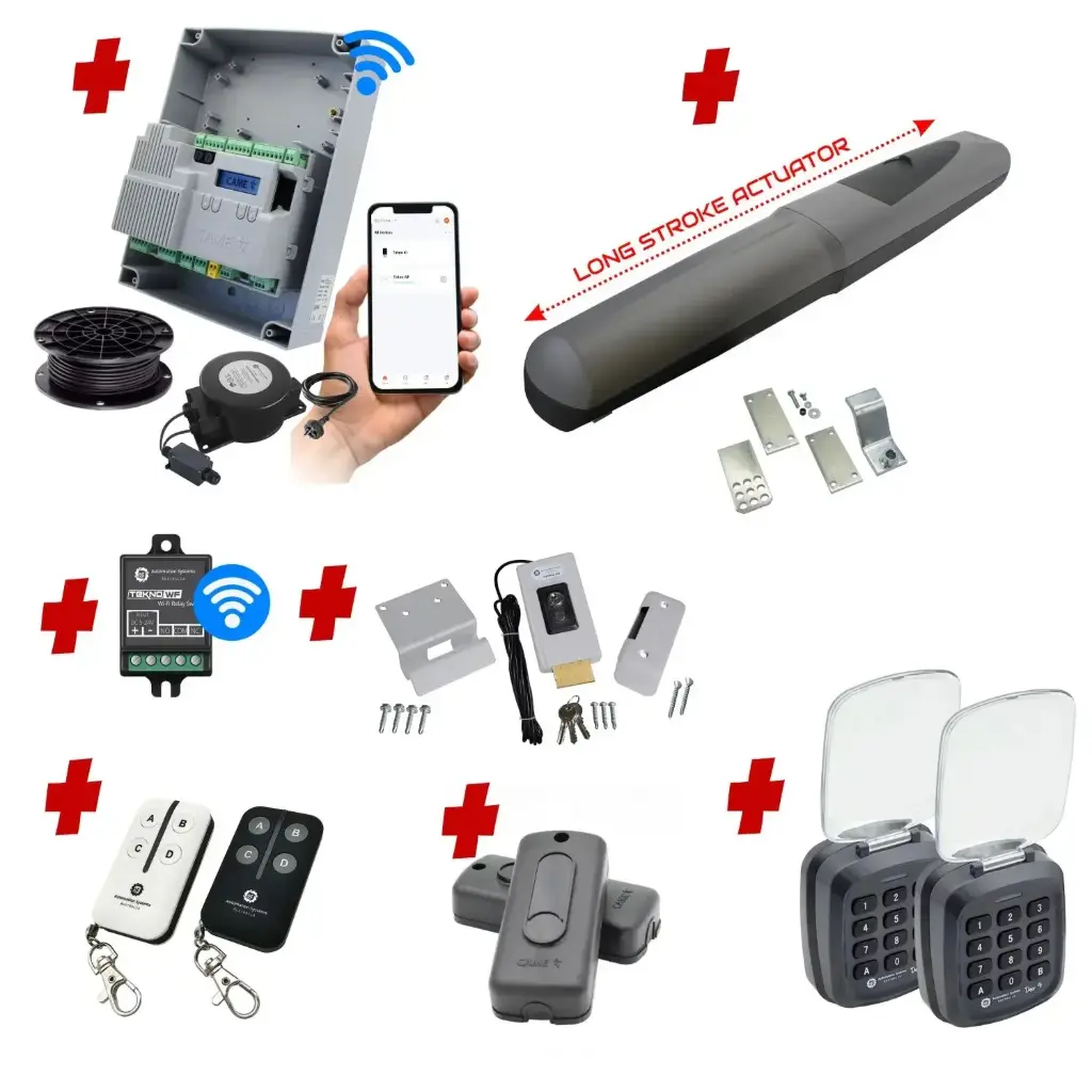 Single Swing Gate Automation Access Unlimited WiFi Bluetooth Kit Super Duty Linear Actuator with Limit Stops and Encoder Made in Italy