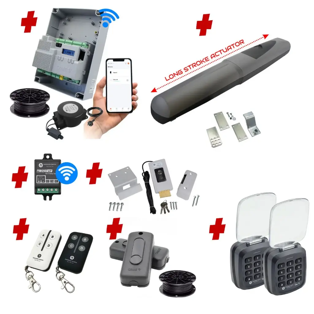 Single Swing Gate Automation Access Unlimited WiFi Bluetooth Kit Super Duty Linear Actuator with Limit Stops and Encoder Made in Italy
