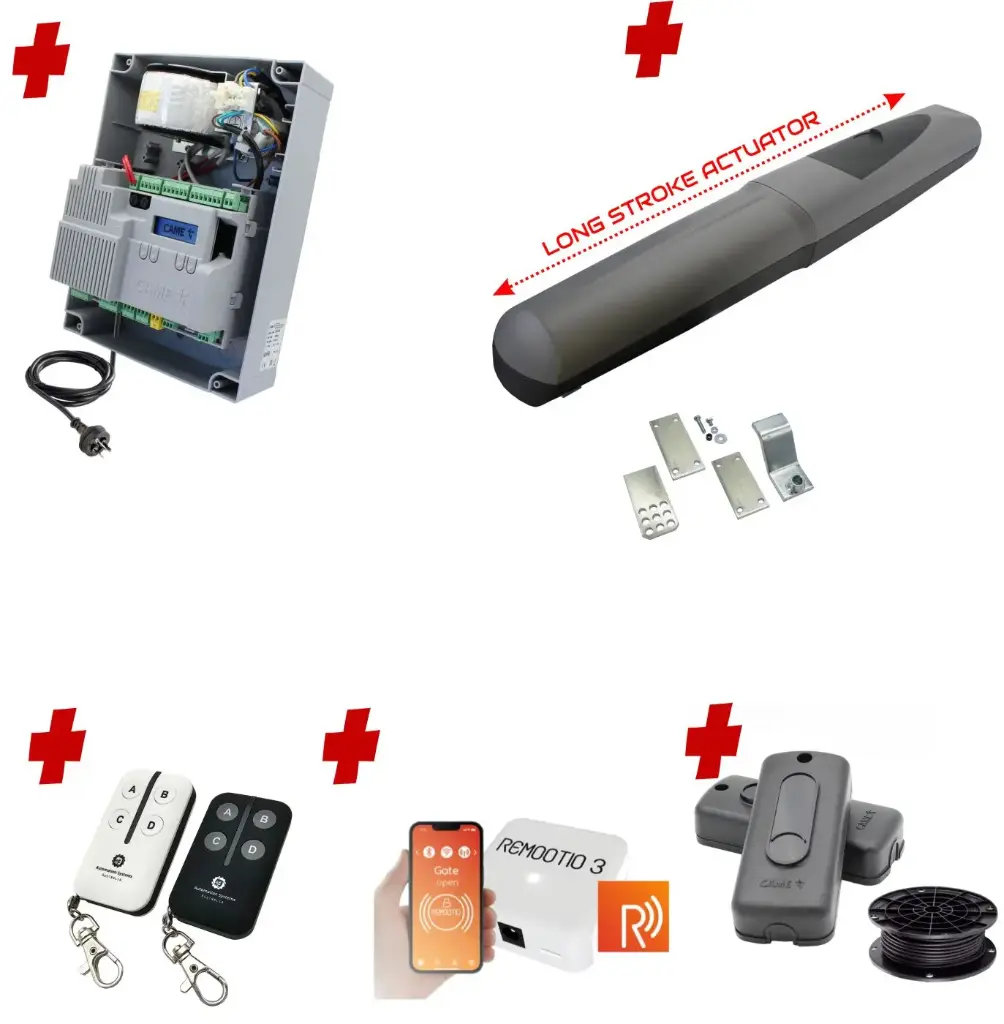 Single Swing Gate Automation Remootio Kit Super Duty Linear Actuator with Limit Stops and Encoder Made in Italy