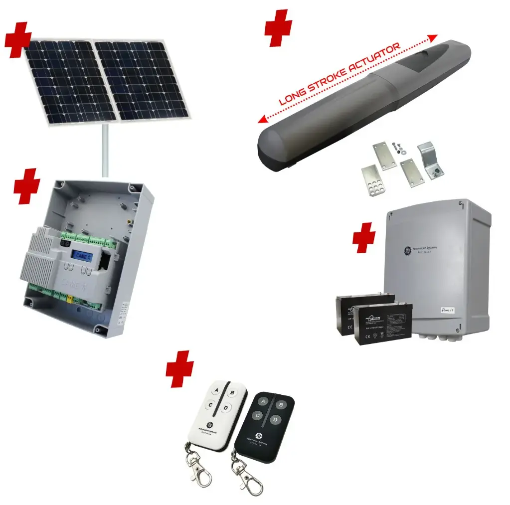 Solar Powered Swing Gate Automation Base Kit Super Duty Linear Actuator with Limit Stops and Encoder Made in Italy