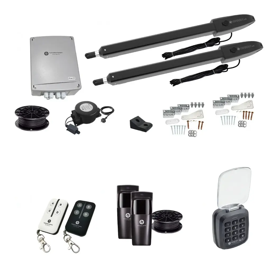 Low Voltage Automatic Double Swing Driveway Gate Opener 24 Volt Kit ROBUST Slimline Compact Design with Keypad Pin Code