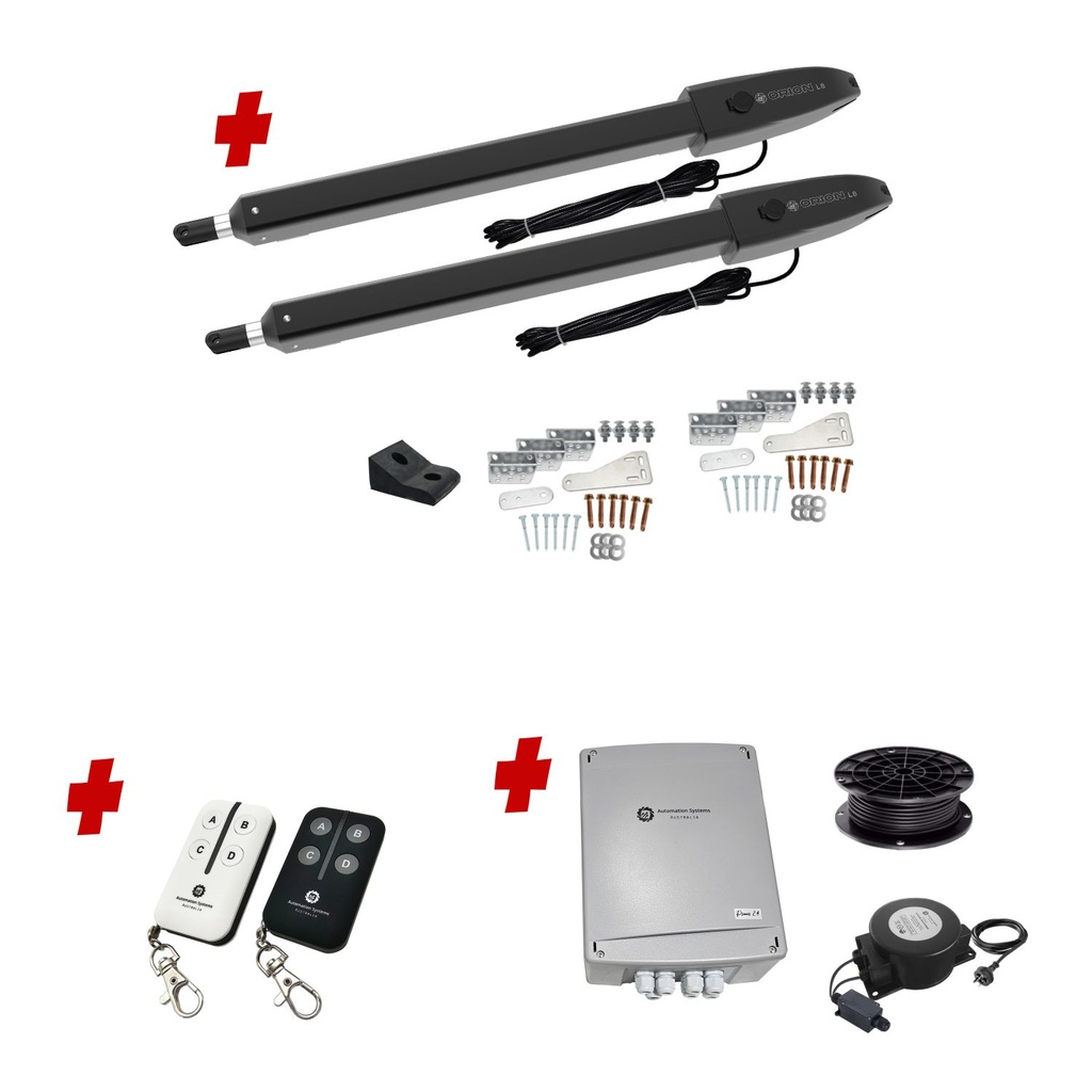 Orion LS Low Voltage 24V Automatic Double Swing Driveway Gate Opener 24 Volt Kit ROBUST Slimline Compact Design BASE KIT