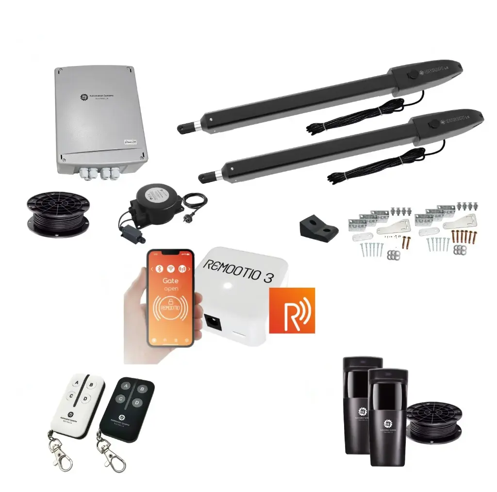 Remootio Orion LS Low Voltage 24V Automatic Double Swing Driveway Gate Opener 24 Volt Kit ROBUST Slimline Compact Design