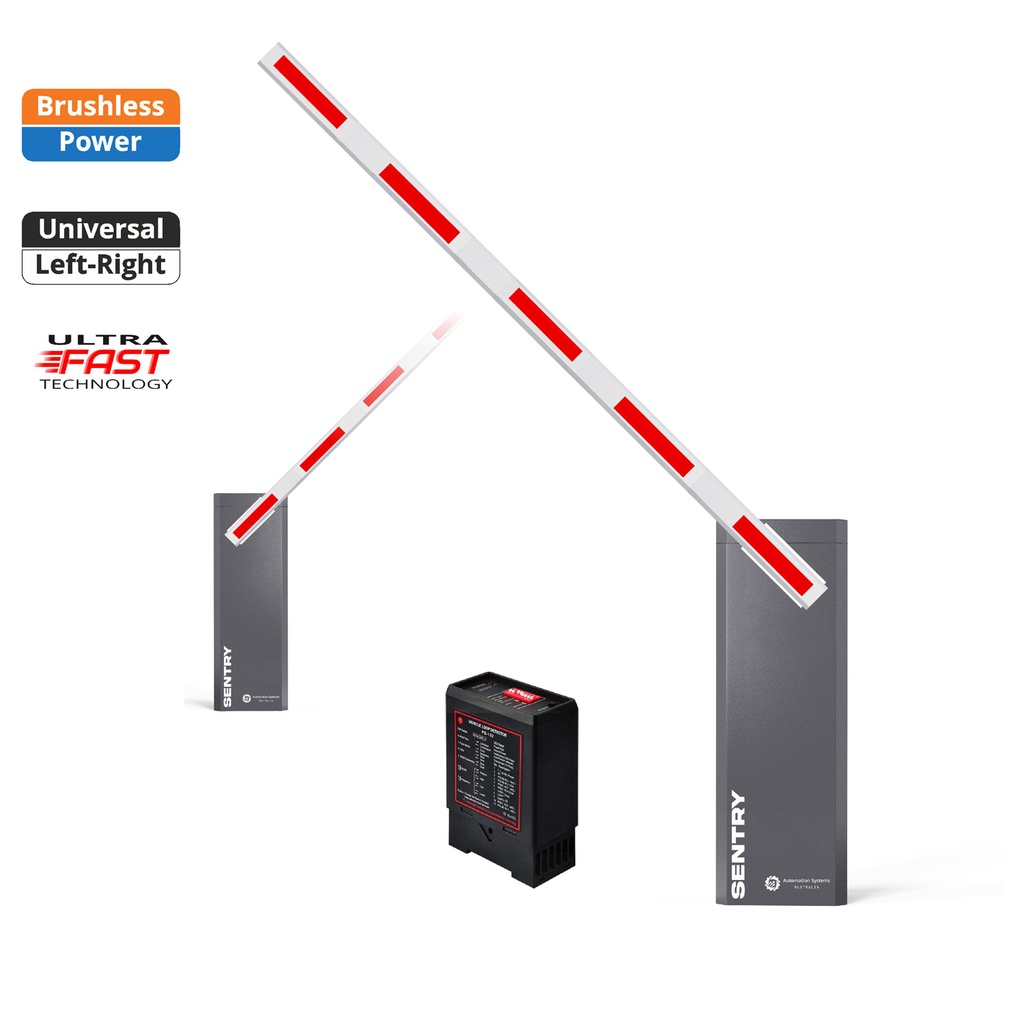 SENTRY BRUSHLESS Electric Automatic Boom Barrier Gate High Duty Cycle Suitable for Parking Depot Yards Caravan Park offices with Loop Detector