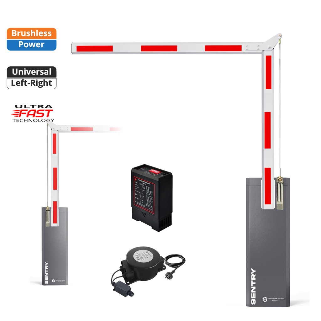 SENTRY BRUSHLESS Low Voltage Articulated 90 Boom Barrier Gate loop detector