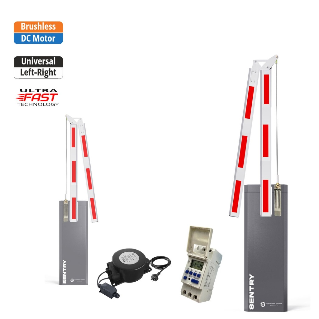 SENTRY BRUSHLESS Low Voltage Articulated 180 Boom Barrier Gate Weekly Timer