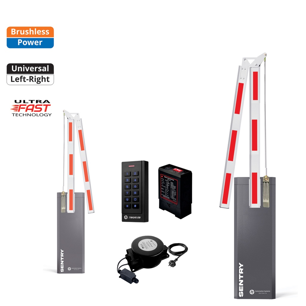 SENTRY BRUSHLESS Low Voltage Articulated 180 Boom Barrier Gate Keypad Loop Detector