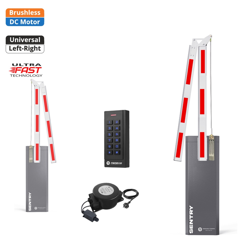 SENTRY BRUSHLESS Low Voltage Articulated 180 Boom Barrier Gate Keypad Pin Code