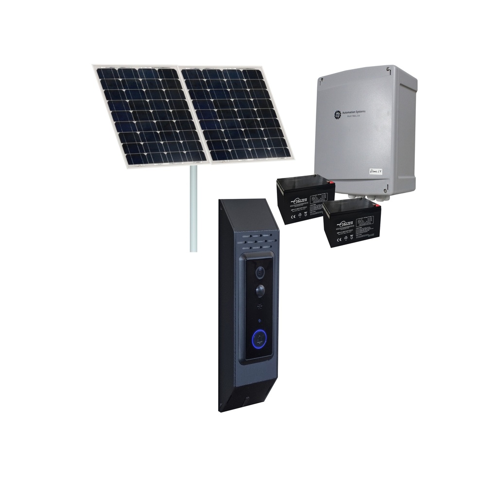 Solar Powered Australian Made 4G Video Intercom (Surface Mount) with Dual Release for Automatic Gate Release 1080P, Motion Detection, In-Built Storage, Auto Telstra/Optus Switching
