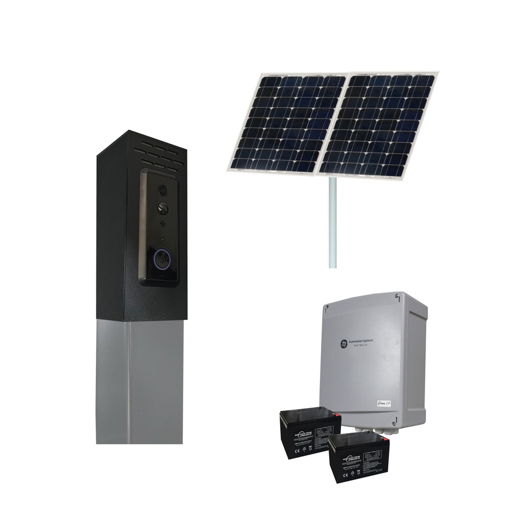 Solar Powered Australian Made 4G Video Intercom (Post Top Mount) with Dual Release for Automatic Gate Release 1080P, Motion Detection, In-Built Storage, Auto Telstra/Optus Switching