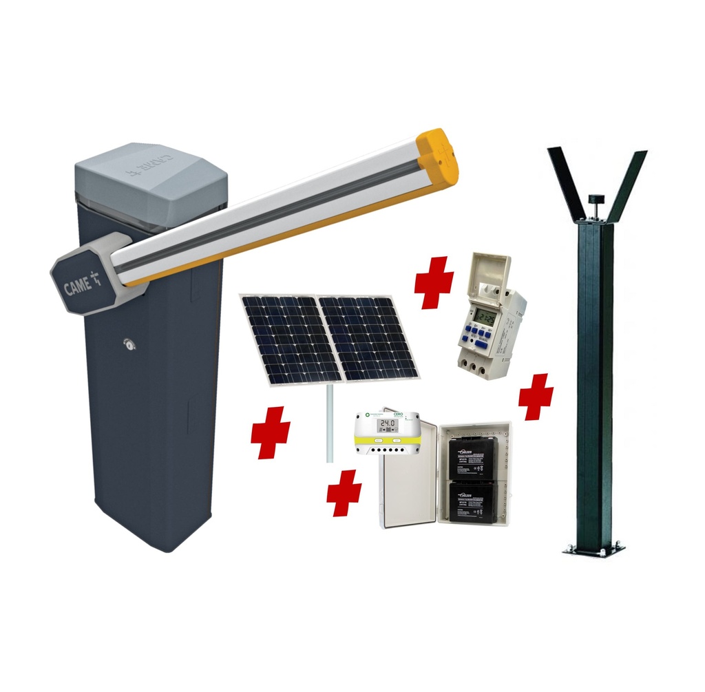 CAME Gard 8m Solar Powered Low Voltage Automatic Boom Barrier Gate High Duty Cycle Parking Depot Yards Caravan Park offices with Weekly Timer