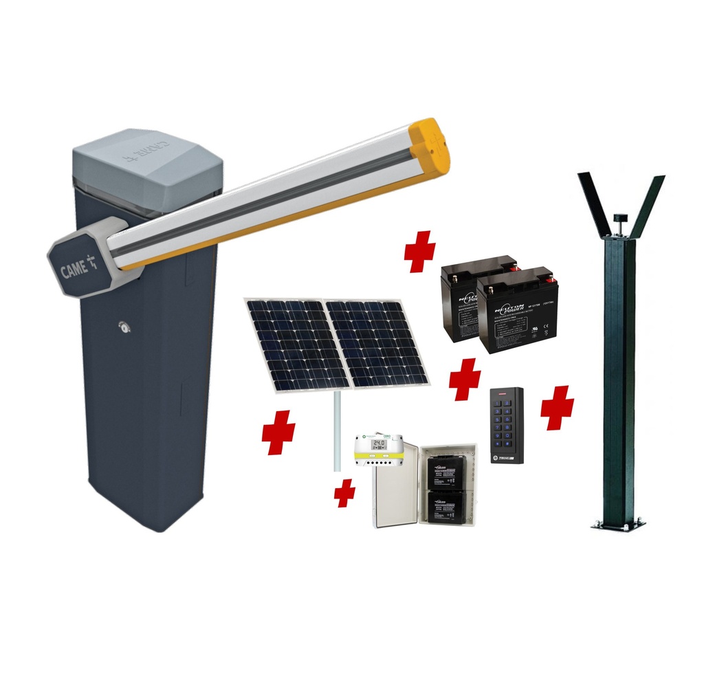 CAME Gard 8m Solar Powered    Low Voltage Automatic Boom Barrier Gate High Duty Cycle Parking Depot Yards Caravan Park offices with Keypad Pin Code