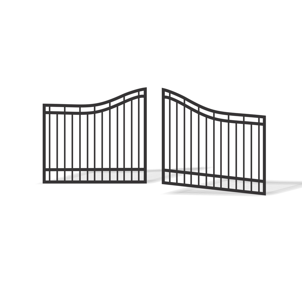 4.8m Opening x 1300-1500mm Arched Double Swing Driveway Steel Gates for 4.8m Opening (Satin Black Powder Coat)