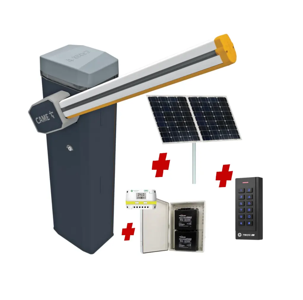 CAME Gard 4m Solar Powered    Low Voltage Automatic Boom Barrier Gate High Duty CycleParking Depot Yards Caravan Park offices with Keypad Pin Code