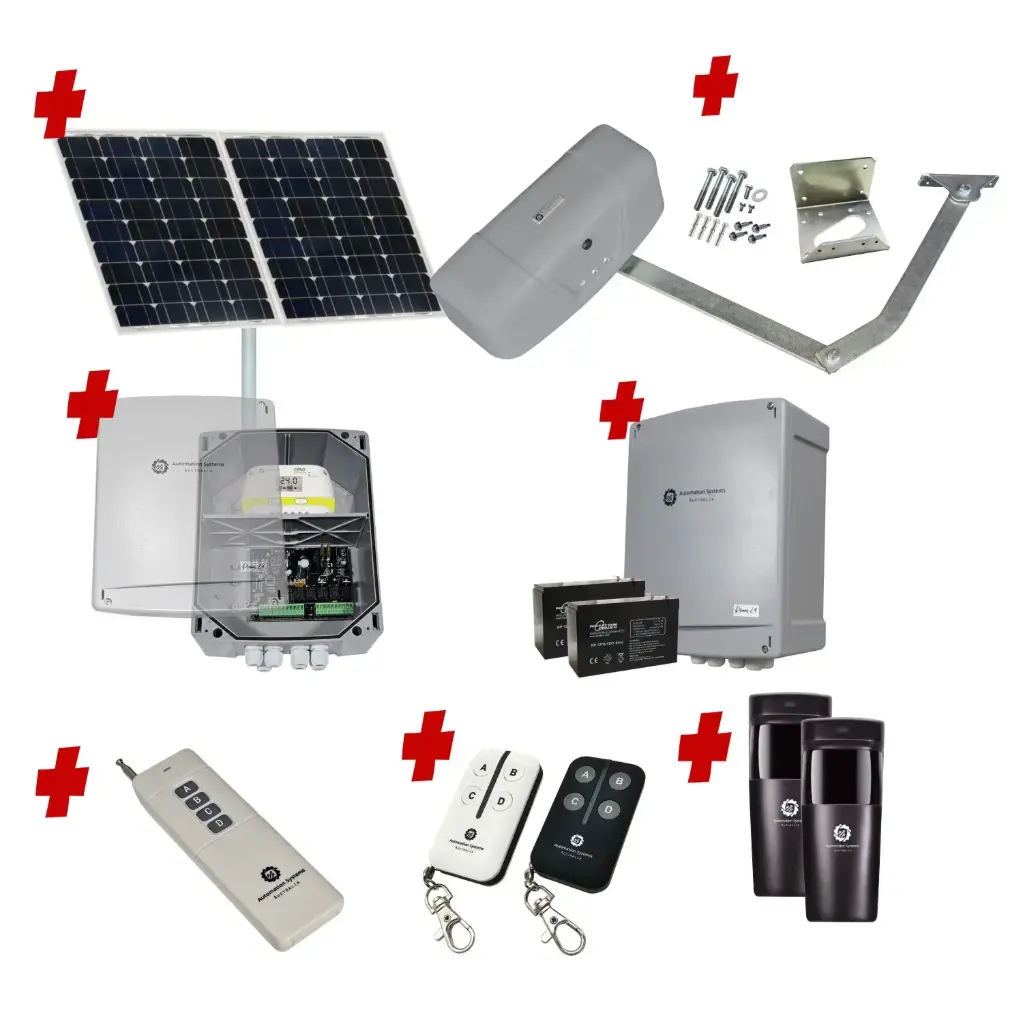 RAPTOR Extra Heavy Duty ITALIAN Solar Powered Farm Gate Automatic Rural Swing Driveway Gate Opener 24 Volt Kit ROBUST Heavy Duty Design for Trade Installers