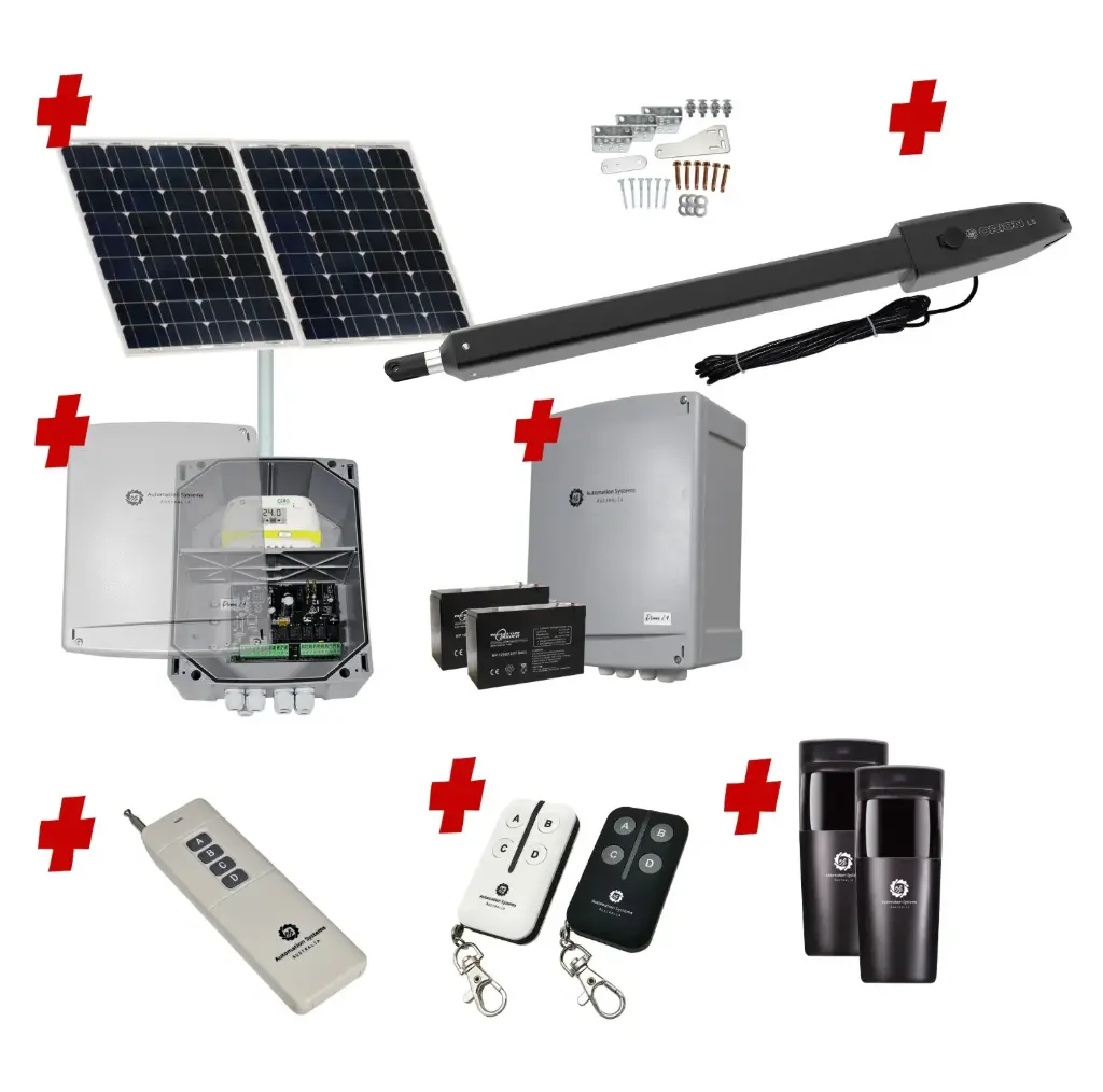 Orion LS Solar Powered Farm Gate Automatic Rural Swing Driveway Gate Opener 24 Volt Kit ROBUST Heavy Duty Design for Trade Installers