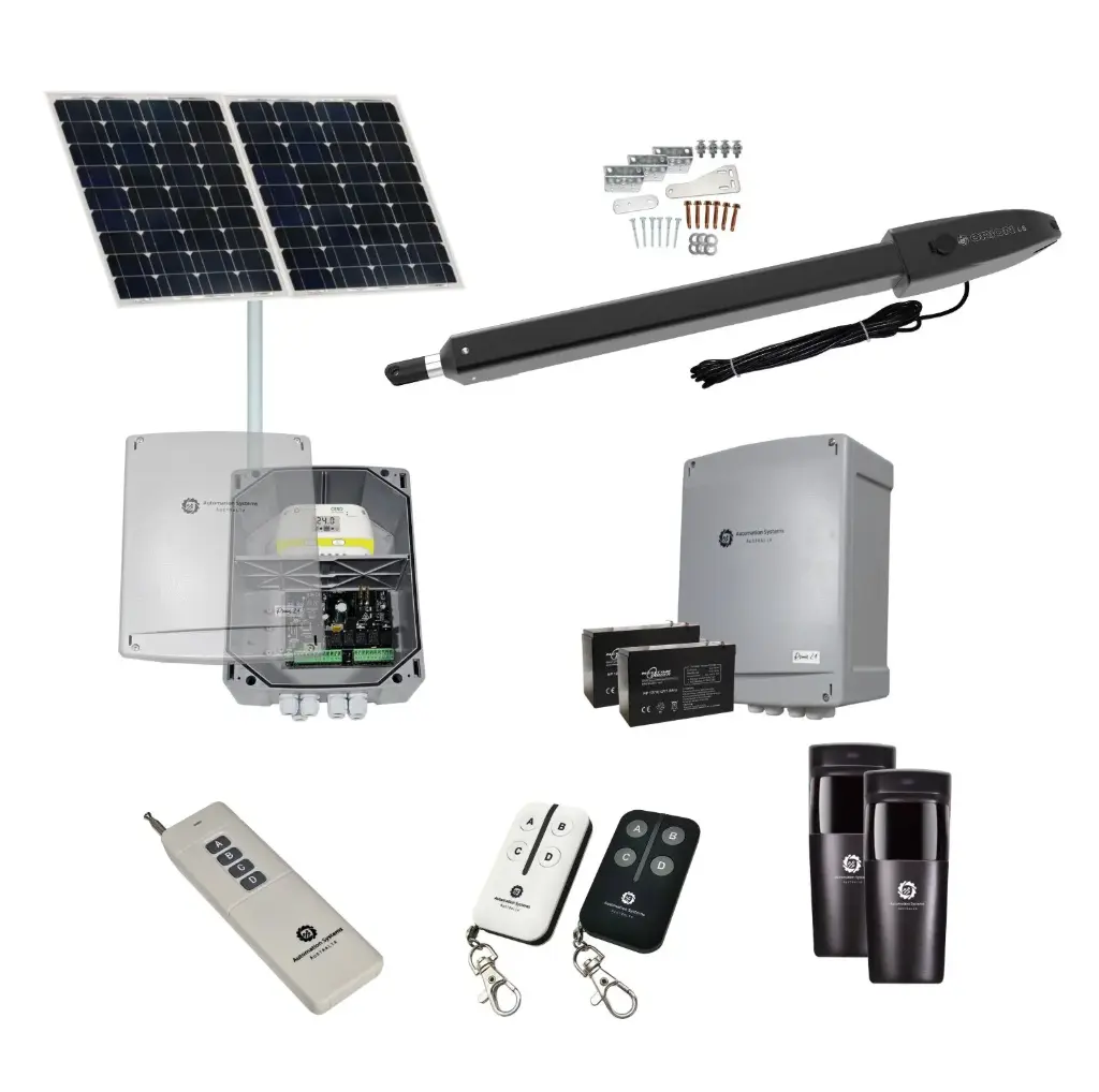 Orion LS Solar Powered Farm Gate Automatic Rural Swing Driveway Gate Opener 24 Volt Kit ROBUST Heavy Duty Design
