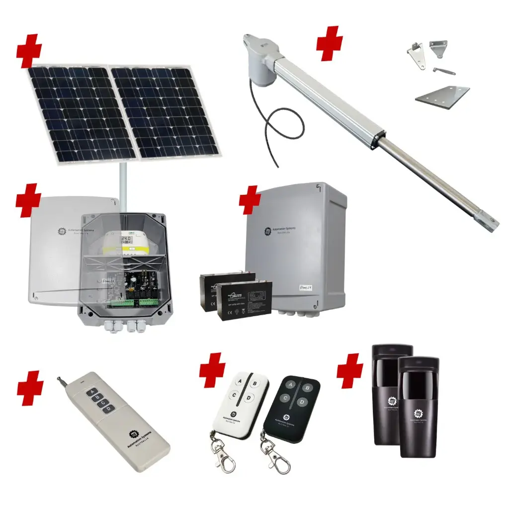 Viper 5 Long Stroke ITALIAN Solar Powered Farm Gate Automatic Rural Swing Driveway Gate Opener 24 Volt Kit ROBUST Heavy Duty Design for Trade Installers