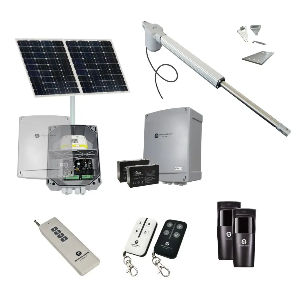 Viper 5 Long Stroke ITALIAN Solar Powered Farm Gate Automatic Rural Swing Driveway Gate Opener 24 Volt Kit ROBUST Heavy Duty Design