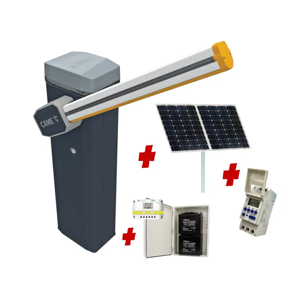 CAME Gard 4m Solar Powered    Low Voltage Automatic Boom Barrier Gate High Duty Cycle Parking Depot Yards Caravan Park offices with Weekly Timer