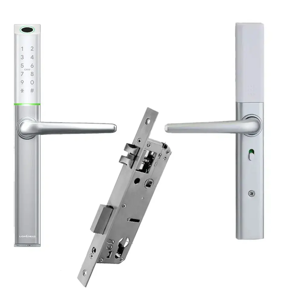 Aspen Slimline (Silver) Digital Entrance Lock with Mobile APP (Bluetooth, Fingerprint, EM Card) IP66 Front Side Weather Resistance
