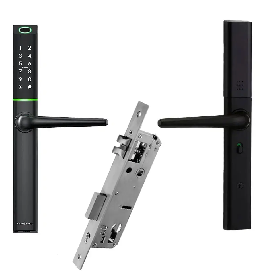 Aspen Slimline (Black) Digital Entrance Lock with Mobile APP (Bluetooth, Fingerprint, EM Card) IP66 Front Side Weather Resistance