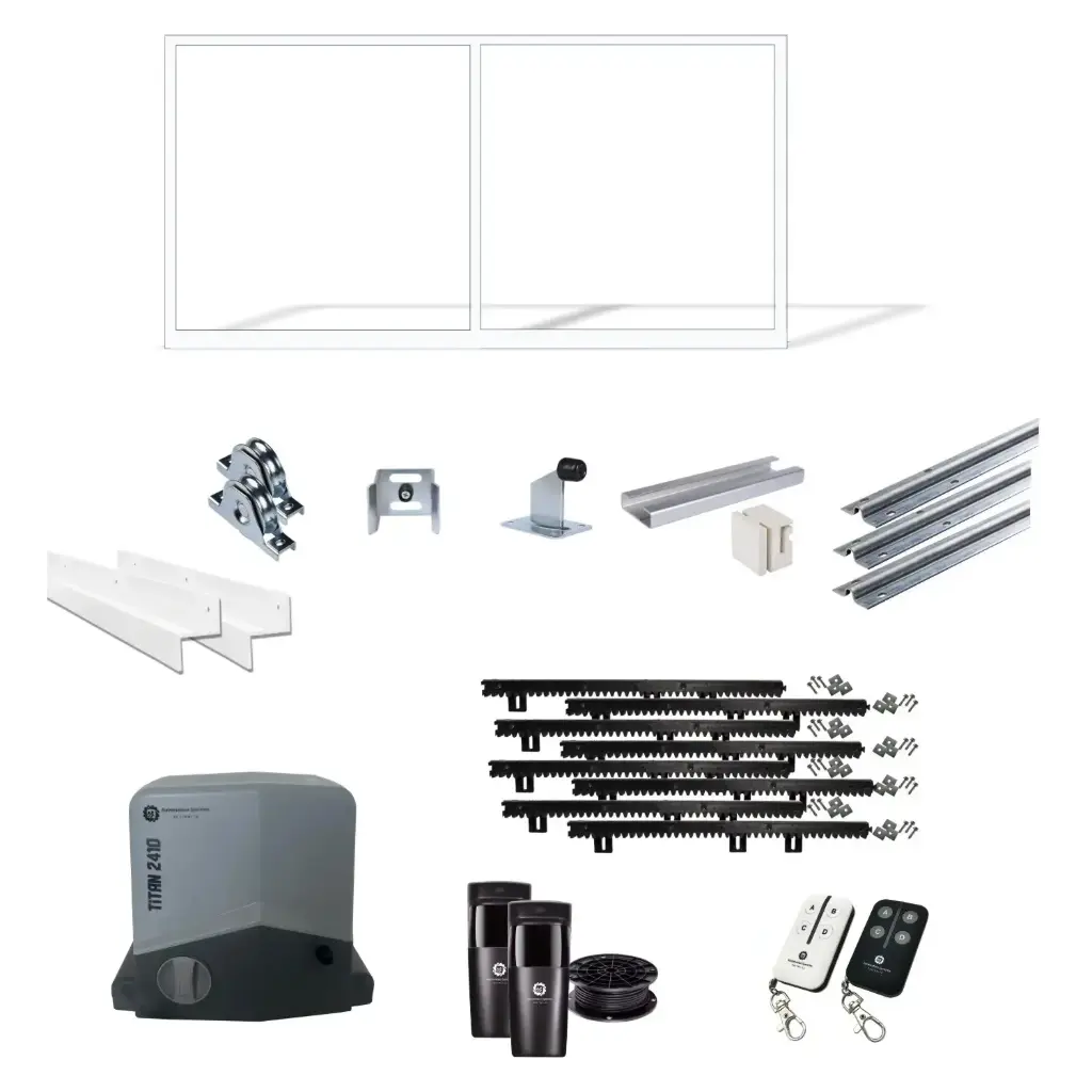 Up to 3200mm / 3.2m Opening (1200mm H) 3.6×1.2m Sliding Driveway Gate Package Cladding Gate Frame (External Cladding) (Pearl Gloss White Powder Coat) with extra heavy duty 24v sliding gate motor