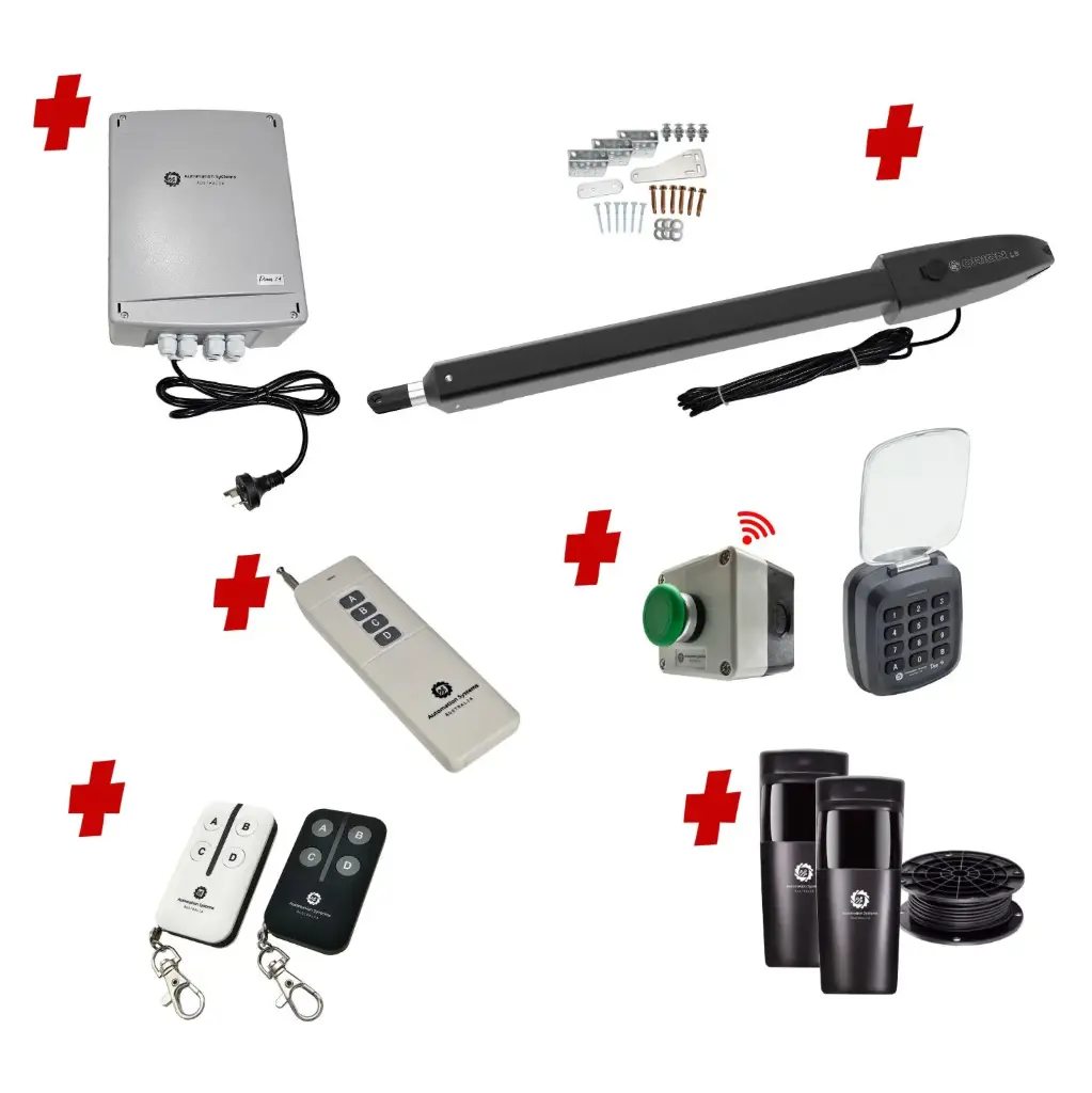 Orion LS Electric Farm Gate 24V Automatic Rural Swing Driveway Gate Opener 24 Volt Kit ROBUST Heavy Duty Design ENTRY KEYPAD and EXIT BUTTON KIT 